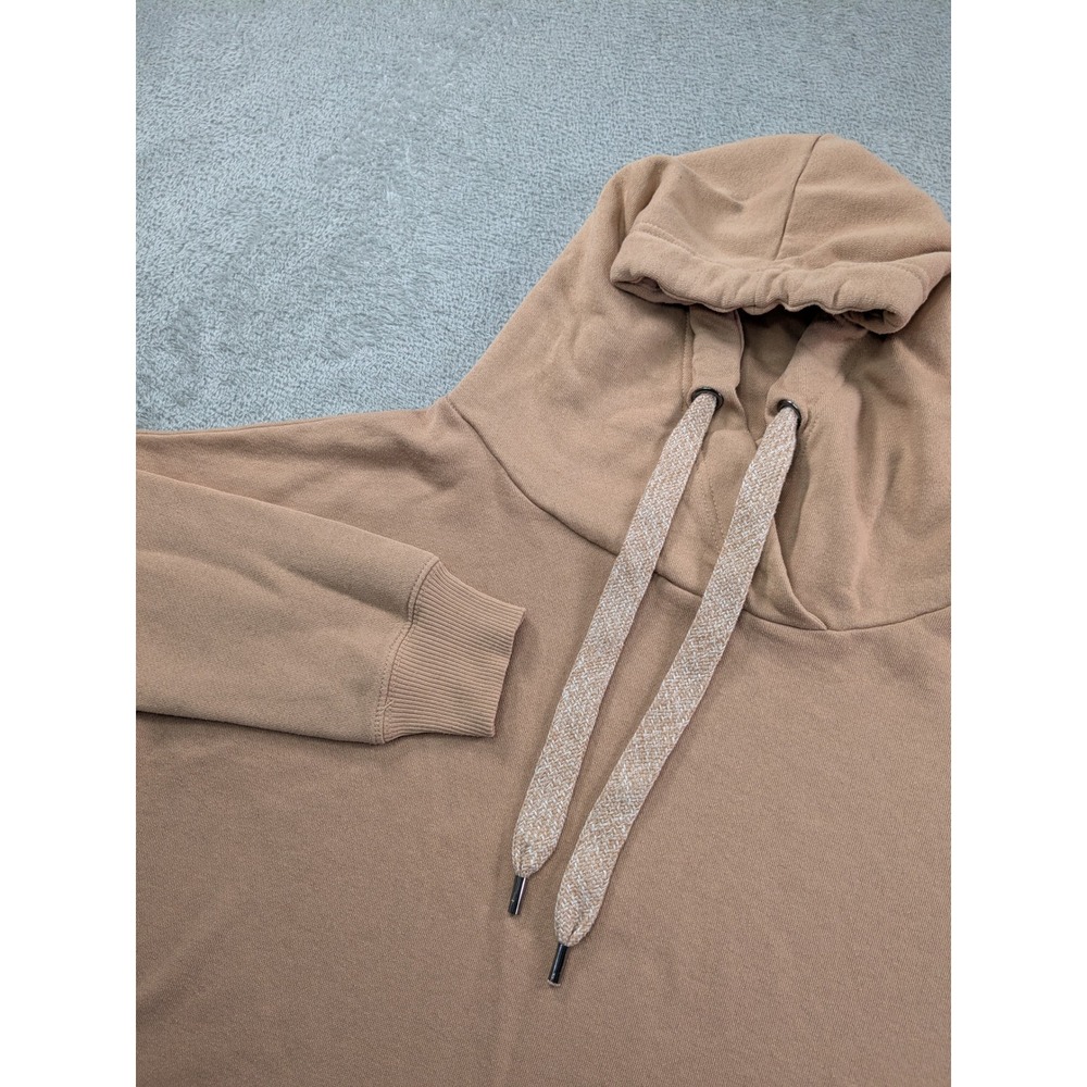 BKE Mens Tan Camel Pullover Hoodie Sweatshirt Large Cotton Blend Fleece Pocket
